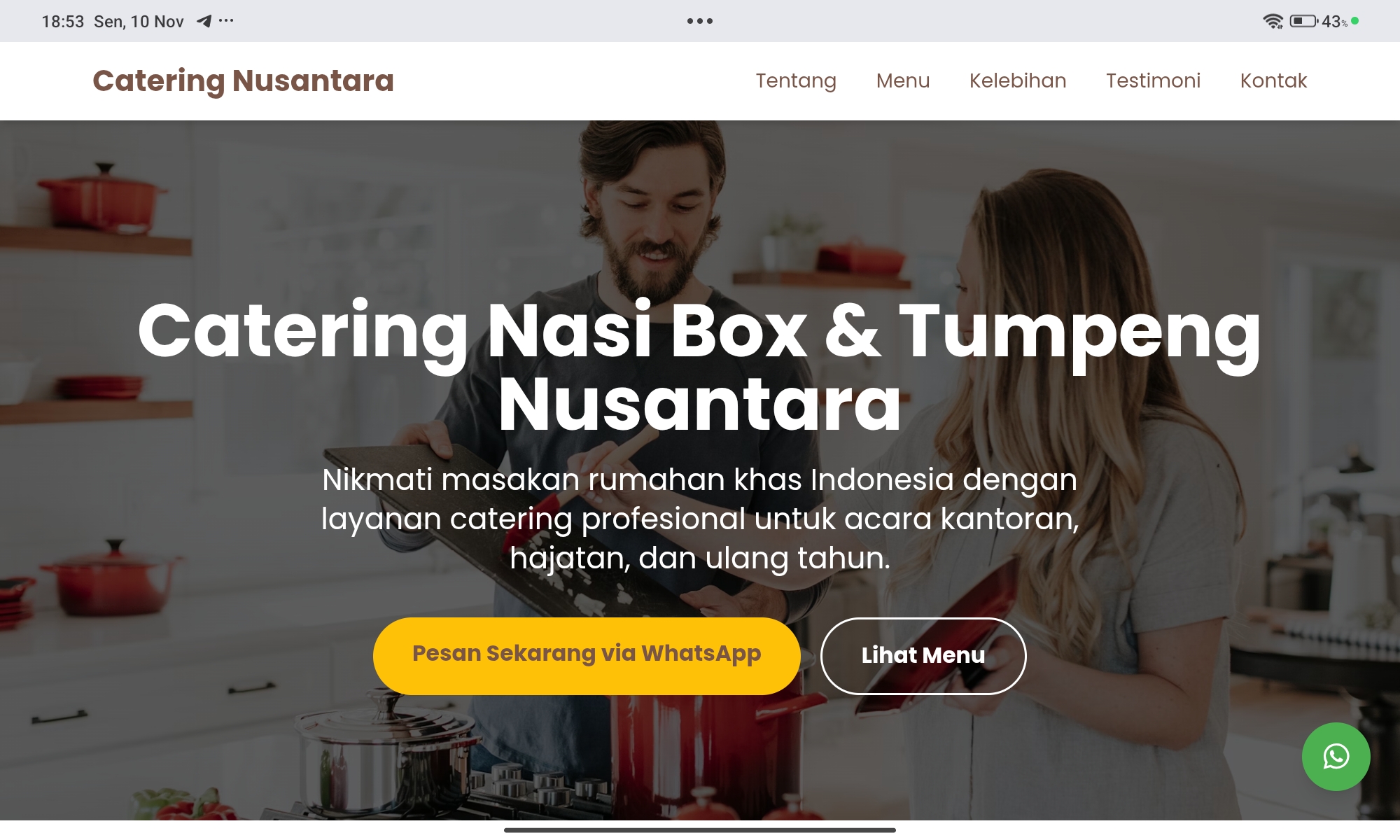 Website Catering - Contoh desain website untuk bisnis catering dan jasa makanan