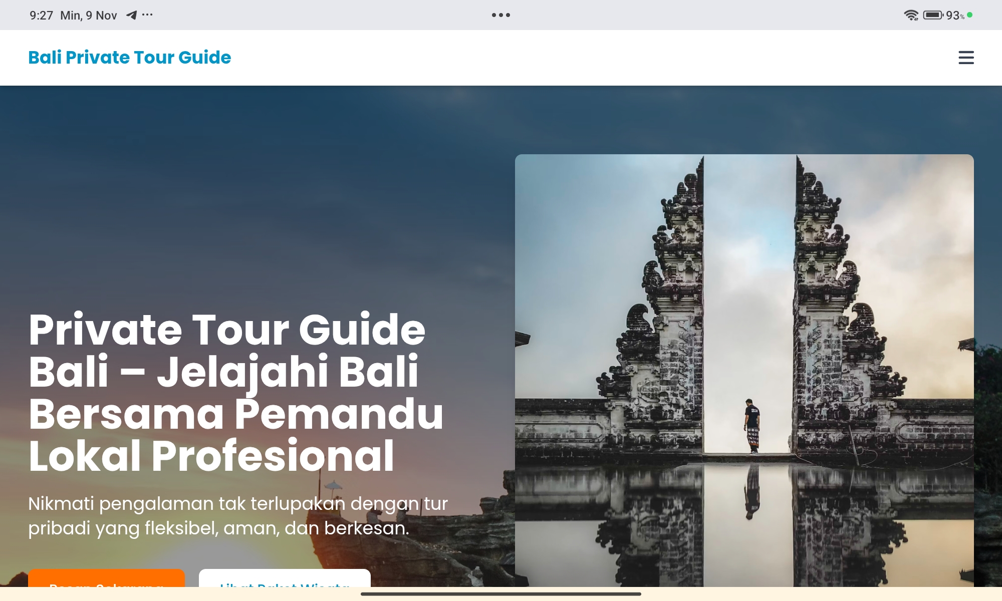 Website Bali Private Tour Guide - Contoh desain website untuk jasa tour guide di Bali